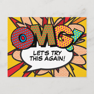 OMG Uitgestelde datumwijziging stripboek Pop Art Briefkaart