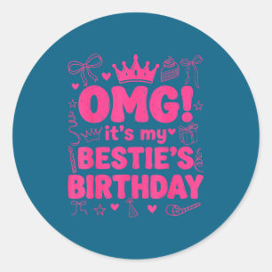 Omg verjaardag beste vriendin schattige vriend ver ronde sticker