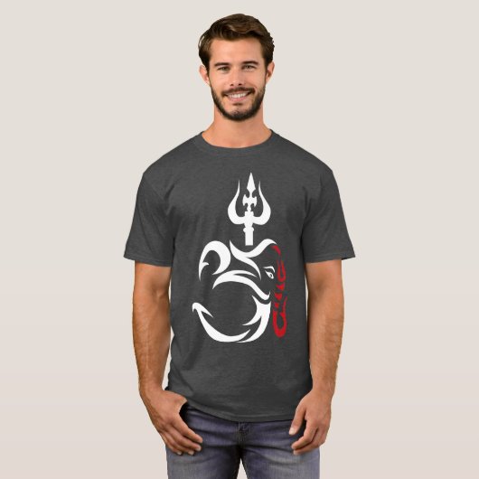 OMGanesha en Lord Shiva Divine Trident Trishul T-shirt (Voorkant volledig)