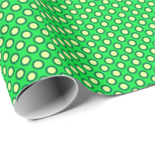 Omgecirkeld stippels, smaragdgroen en geel cadeaupapier