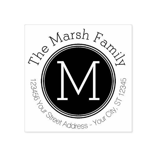 Omgekeerd Monogram met Naam en Terugkeeradres Rubberstempel (Afrduk)