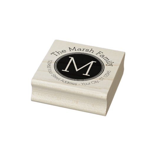 Omgekeerd Monogram met Naam en Terugkeeradres Rubberstempel (Stempel)