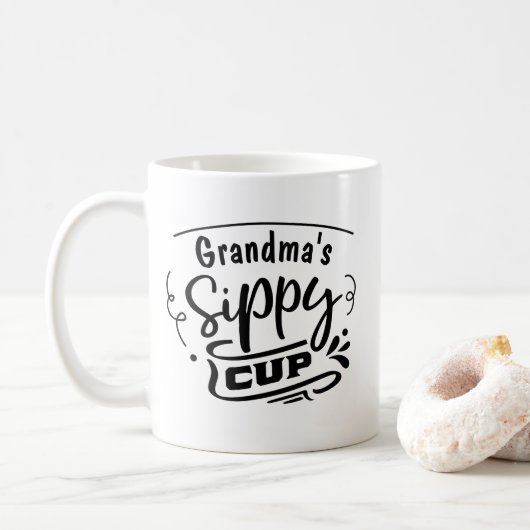 Omgekeerd Oma's Sippy Cup Grootmoeder of Elke ande Koffiemok (Met donut)