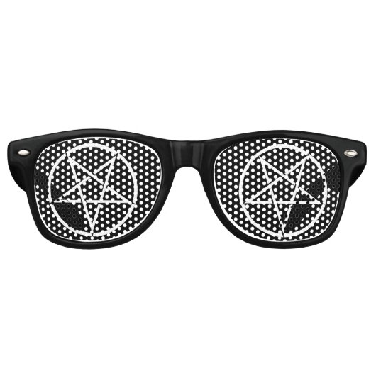 Omgekeerd pentagram (aanpasbare achtergrondkleur) retro zonnebril (Voorkant)