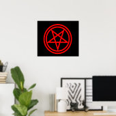 Omgekeerd Rood Pentagram Poster (Thuiskantoor)