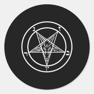 Omgekeerde Pentagram Baphomet geit Ronde Sticker