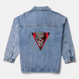 Omgekeerde rode driehoek keffiyeh denim jacket