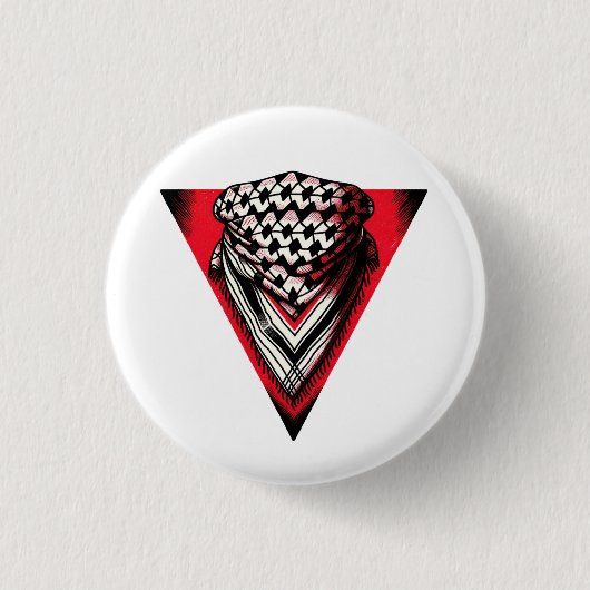 Omgekeerde rode driehoek keffiyeh ronde button 3,2 cm (Voorkant)