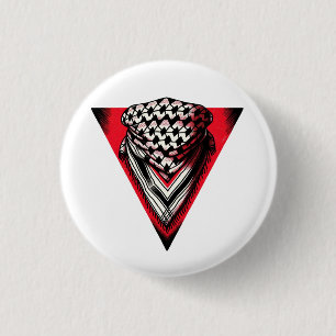 Omgekeerde rode driehoek keffiyeh ronde button 3,2 cm