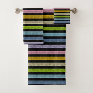 Omgekeerde stripes — Rainbow Black Bad Handdoek