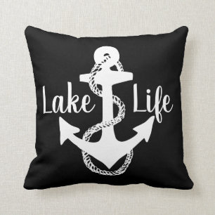Omgekeerde tweezijdige nautische LAK LIFE + ANCHOR Kussen