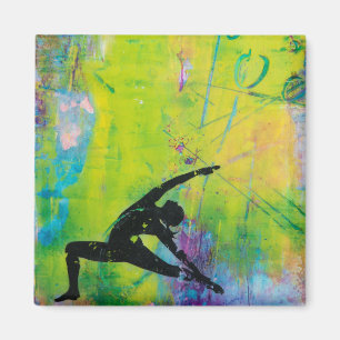 Omgekeerde Warrior Yoga Girl Square Magnet Magneet