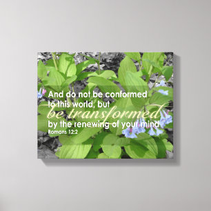Omgevormde Romeinen 12:2 Christelijke Bijbel Flora Canvas Afdruk