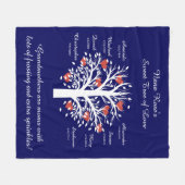 Omgrootmabomen (harten), White/Navy 8 Names & Date Fleece Deken (Voorkant (Horizontaal))