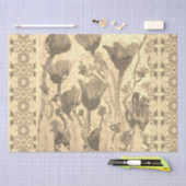 Omheinde bloemen sepia tissuepapier (Craft)