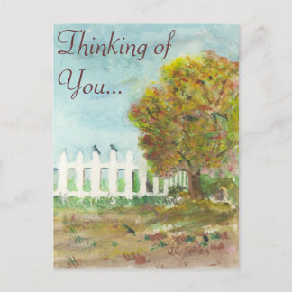 Omheining en boom in het najaar met Waterverf van  Briefkaart