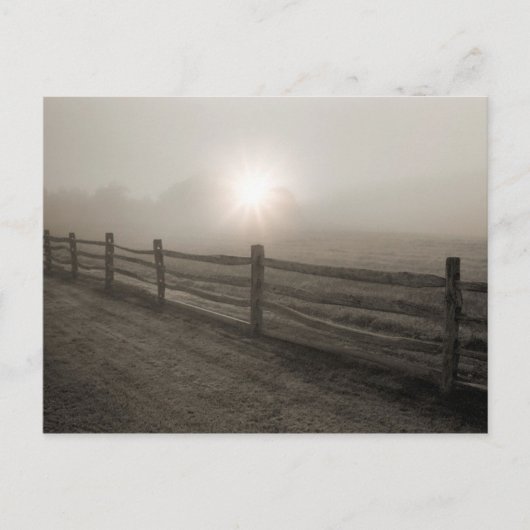 Omheining en Sunburst Through Fog bij Sharon Briefkaart (Voorkant)