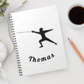 Omheining Silhouette Fencer Sword & Custom Name Notitieboek