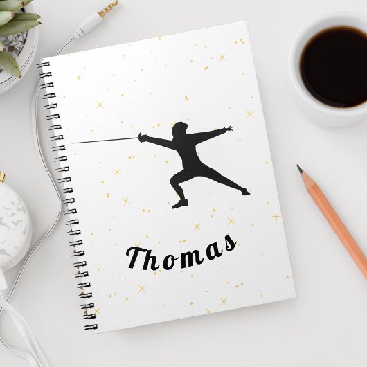 Omheining Silhouette Fencer Sword & Custom Name Notitieboek