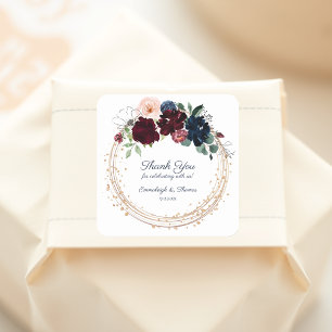 Omhels Bloemen Dank je wel gunst Bourgondische m Vierkante Sticker