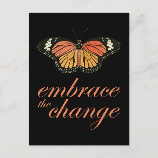 Omhels de Verandering - Oranje Butterfly Briefkaart (Voorkant)