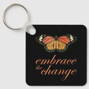 Omhels de Verandering - Oranje Butterfly Sleutelhanger