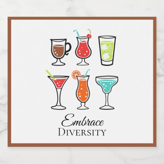 Omhels Diversiteit Schattige Modern Illustration S Likeurfles Etiket (Enkel label)