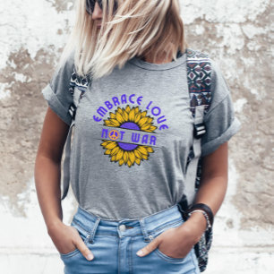 Omhels Liefde Niet Oorlog  Zonnebloem Mooi T-shirt