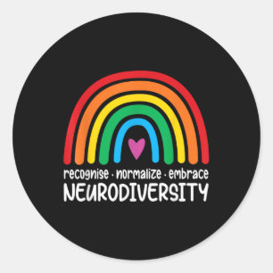 Omhels Neurodiversiteit Rainbow Autisme Bewustzijn Ronde Sticker