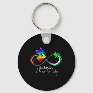 Omhels Neurodiversity Rainbow Infinity Butterfly Sleutelhanger