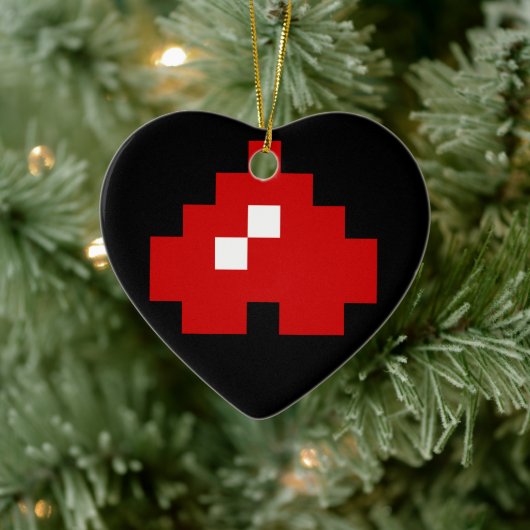 Omhoog 8-bits Pixel Heart Keramisch Ornament (Boom)