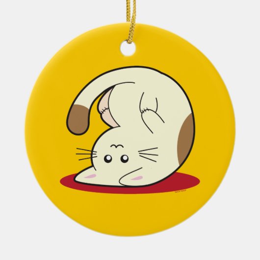 Omhoog Cat Keramisch Ornament (Voorkant)