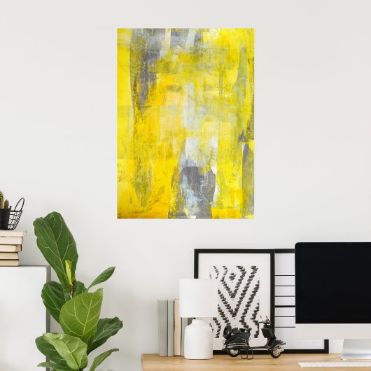 "Omhoog en omlaag" Grijs en Geel Abstract Poster v (Thuiskantoor)