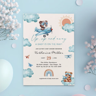 Omhoog en Weg Baby Shower Luchtvaart Vliegtuig Kaart