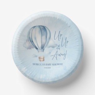Omhoog en weg! Blauwe heteluchtballon Baby shower Papieren Kommen
