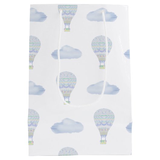 Omhoog en weg Hete Luchtballon Baby shower Medium Cadeauzakje (Achterkant)