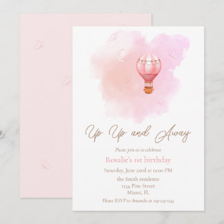 Omhoog en weg hete luchtballon eerste verjaardag m kaart