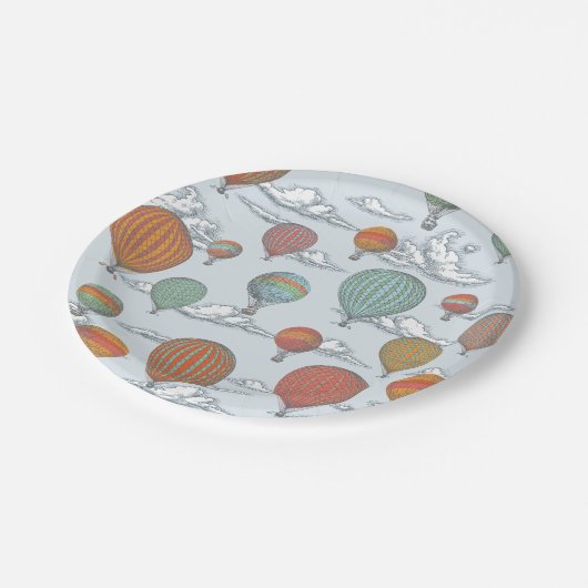 Omhoog en weg  Hete Luchtballon Papieren Bordje (Gekanteld)