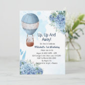 Omhoog en weg jongen hete luchtballon olifant kaart (Staand voorkant)