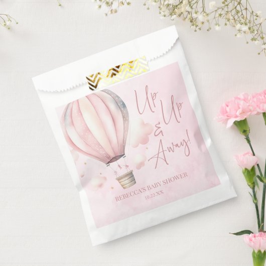 Omhoog en weg! Roze Hete Luchtballon Baby shower Bedankzakje (Gezegeld)