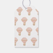 Omhoog en weg Roze Hete Luchtballon Baby shower Cadeaulabel (Achterkant)