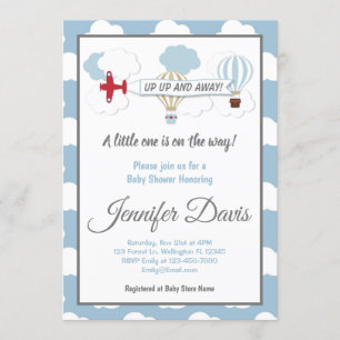 Omhoog en weg! Uitnodiging voor baby shower