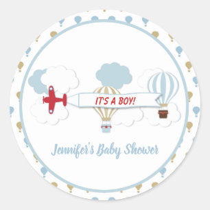Omhoog en weg/ Vliegtuig Baby shower Stickers