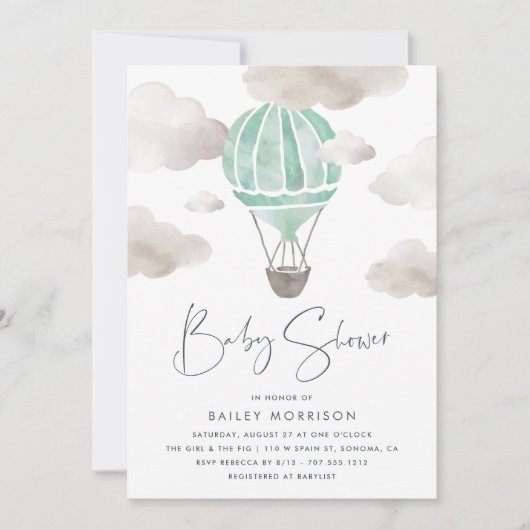 Omhoog in de lucht | Baby shower heteluchtballon Kaart (Voorkant)