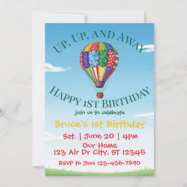 Omhoog, omhoog en weg hete luchtballon 1e verjaard kaart