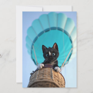 Omhoog, omhoog en weg met Felini de kat Feestdagenkaart