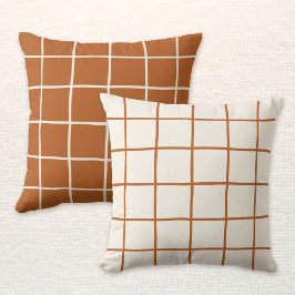 Omkeerbaar Beige Terracotta Herfst Geruit Patroon Kussen