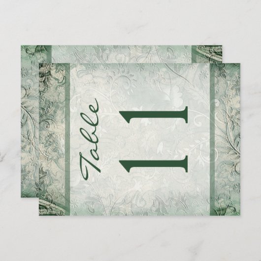 Omkeerbaar Groen en Ivoor Bloemen Tafelnummer (Voorkant / Achterkant)