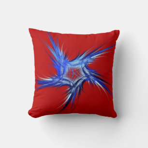 Omkeerbaar rood in Blu Patriotic Fractal Star Pill Kussen