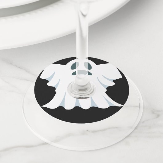 Omkeerbaar spook Halloween patroon Wijnglaslabel (Dichtbij)